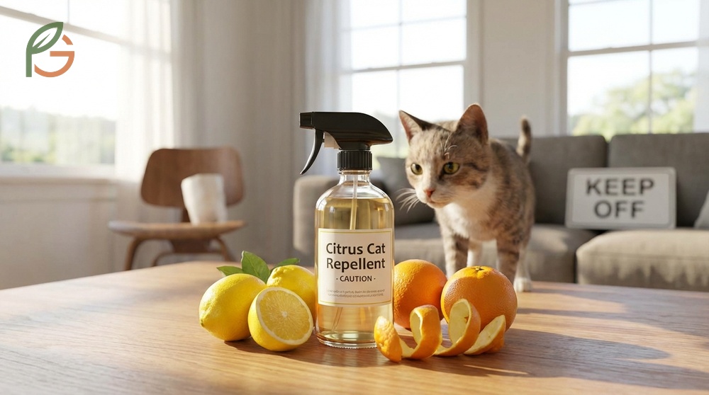 Citrus spray for cat repellent safety guidelines for using deterrents without poisoning pets or causing harm.