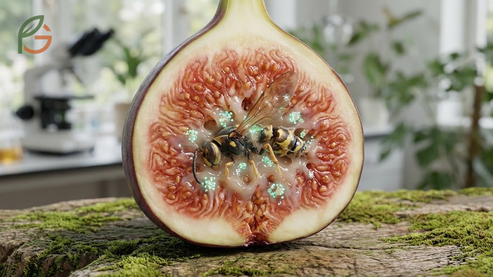 Fig wasp digestion process where enzymes break down proteins into amino acids within days.