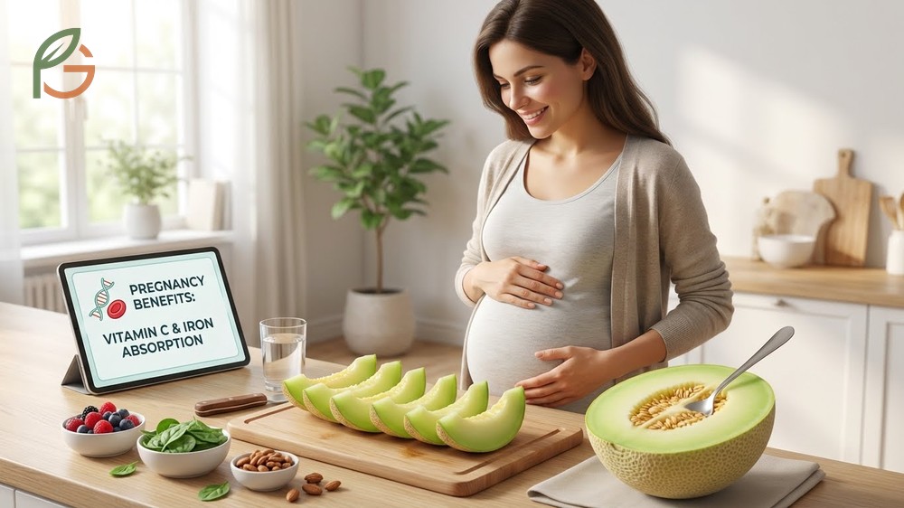 Honeydew pregnancy benefits include 34 mg of vitamin C per cup to support immune health and digestion.