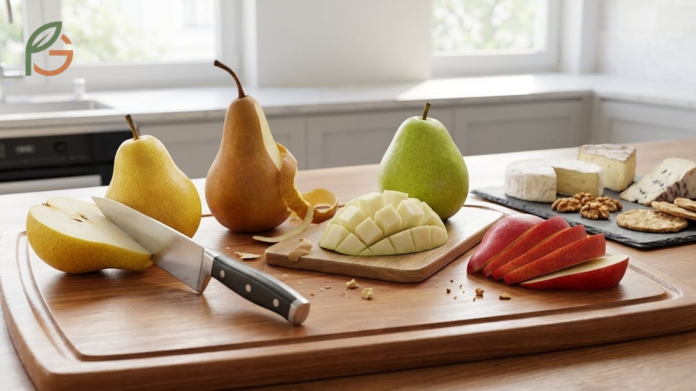 How to cut pears properly using correct knife skills and efficient peeling methods.