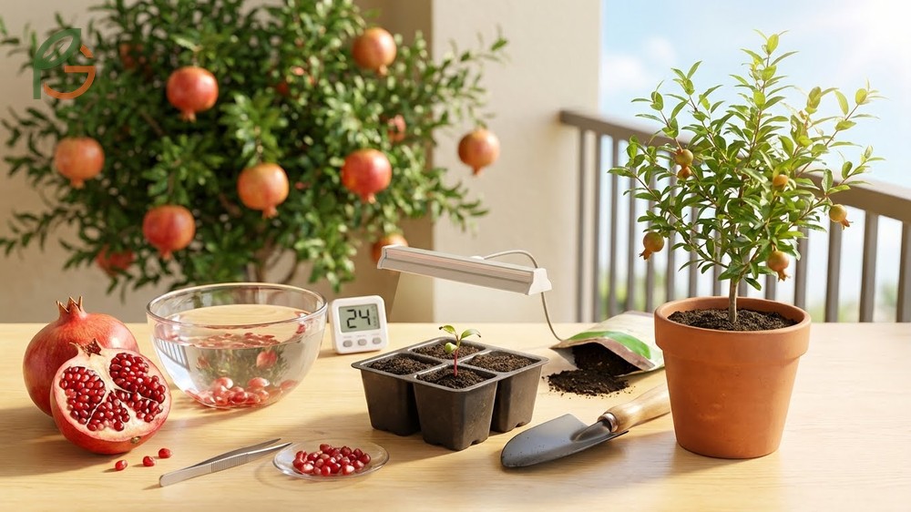How to grow pomegranate from seed involves soaking seeds for 24 hours to increase germination rates by 40 percent.