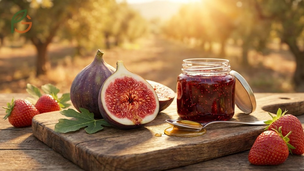 Panache fig flavor profile describing sweet strawberry jam notes and honey undertones for fresh eating.