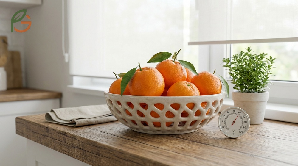 Room temperature storage keeps tangerines fresh for 5 to 7 days at 18 to 21 degrees away from sunlight.