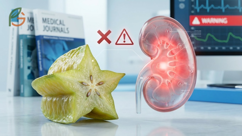 Starfruit kidney warning highlights risks as 25 mL of juice can cause toxicity in patients with renal issues.