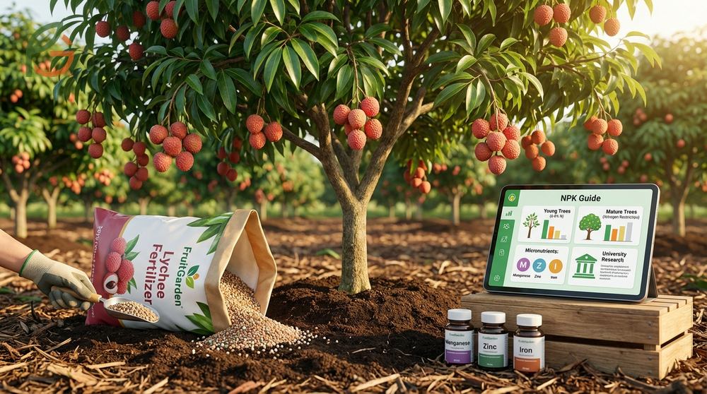 Best fertilizer for lychee tree growth focuses on balanced NPK ratios and nitrogen restriction before flowering for better fruit production.