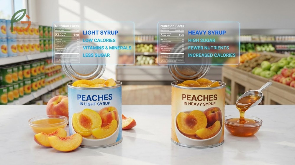 Canned peaches nutrition facts showing potassium iron and magnesium content per serving based on USDA data.