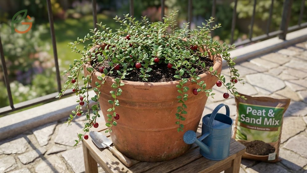 Home cranberry garden tips for growing in containers 18 inches deep and harvesting 1 to 1.5 pounds per plant.
