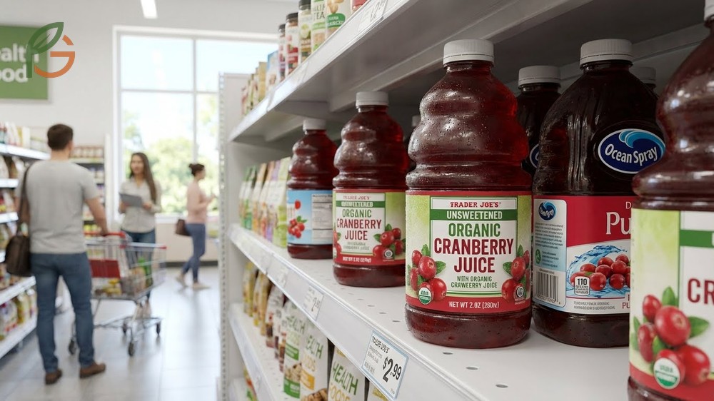 Where to buy unsweetened cranberry juice at major retailers like Trader Joes and Walmart for organic options.