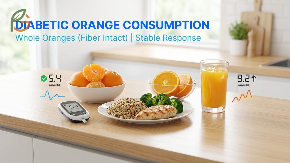 Consuming whole oranges paired with protein or healthy fats helps maintain stable glucose levels better than juice.