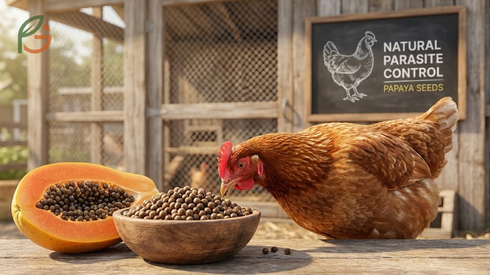 Can chickens eat papaya seeds to naturally control internal parasites and improve egg production by 5 percent.