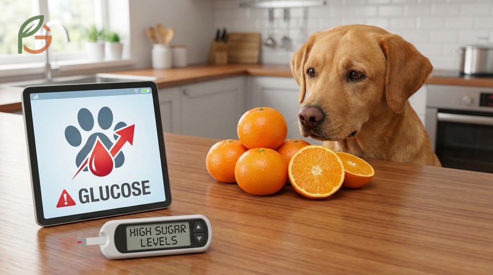Citrus for dogs safety considerations highlighting sugar content concerns and essential oil risks in peels.