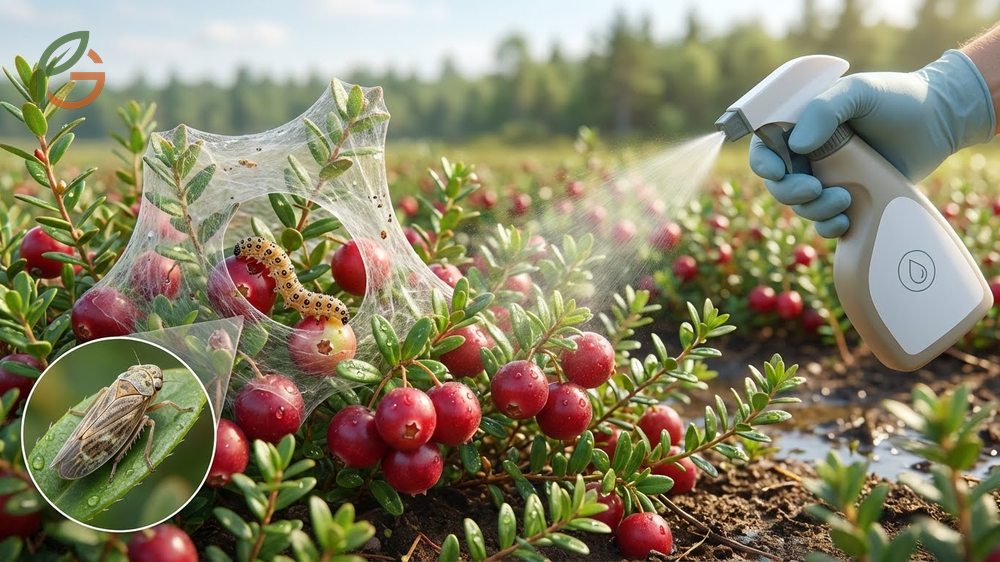 Growing conditions cranberries require include winter protection with 3 to 4 inches of straw mulch in cold zones.
