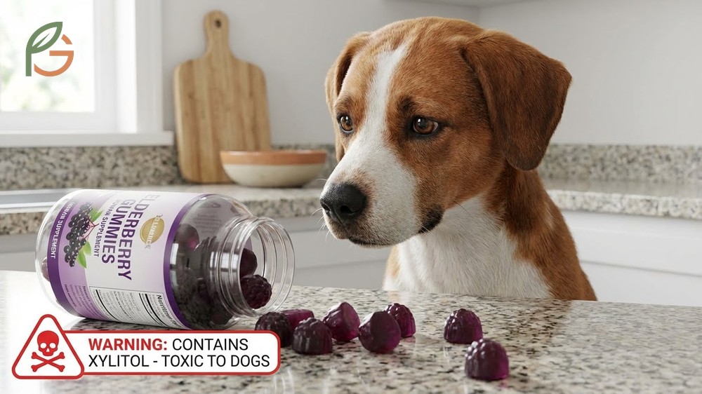 Dog ate elderberry gummies danger involves xylitol toxicity risks and the need for immediate veterinary contact.