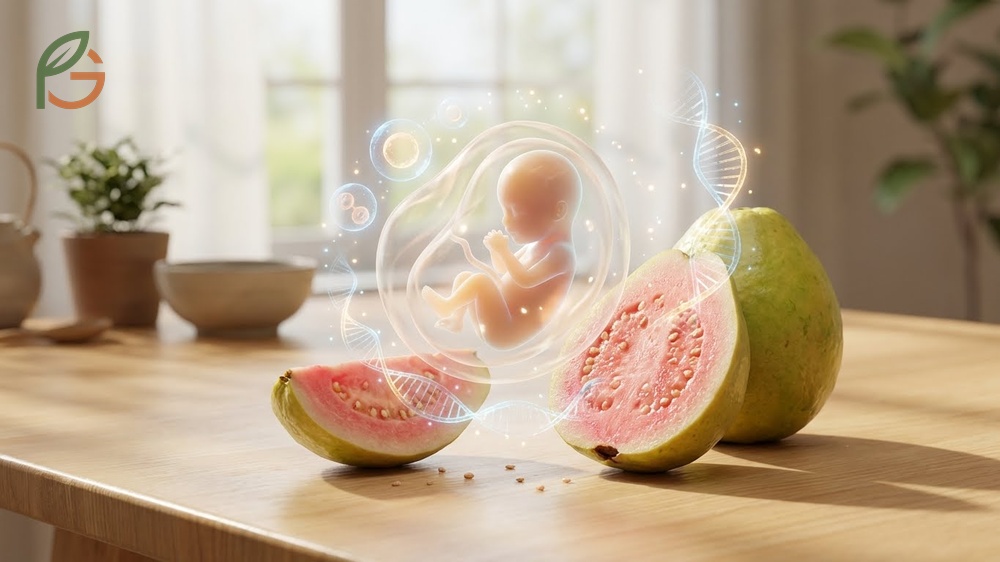 Benefits of guava for fetus include supporting neural tube protection and immune system development with 228mg of vitamin C.