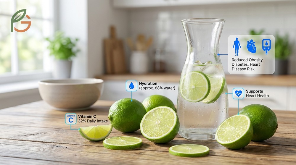 Nutritional value of a lime includes 22mg of vitamin C plus potassium and antioxidants that support immune health and blood pressure.