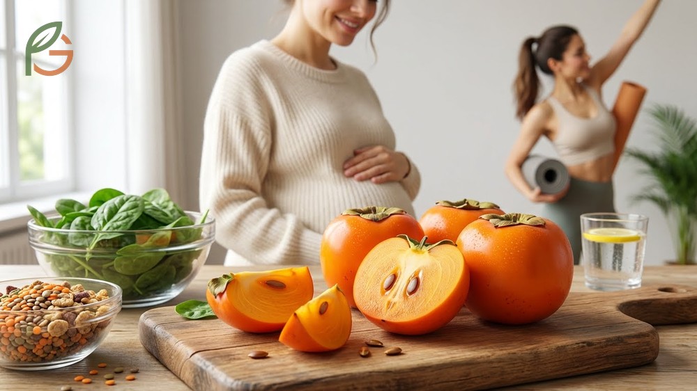 Persimmon benefits for female health focus on iron for anemia prevention and folate to support women during childbearing years.