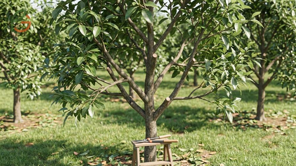 Pruning avocado trees to keep small involves strategic cuts to maintain a manageable 15 foot height.