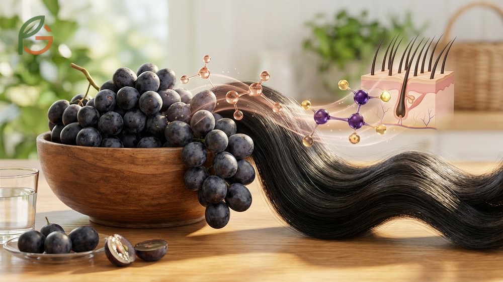 Black grapes for hair health supported by copper and improved scalp circulation.