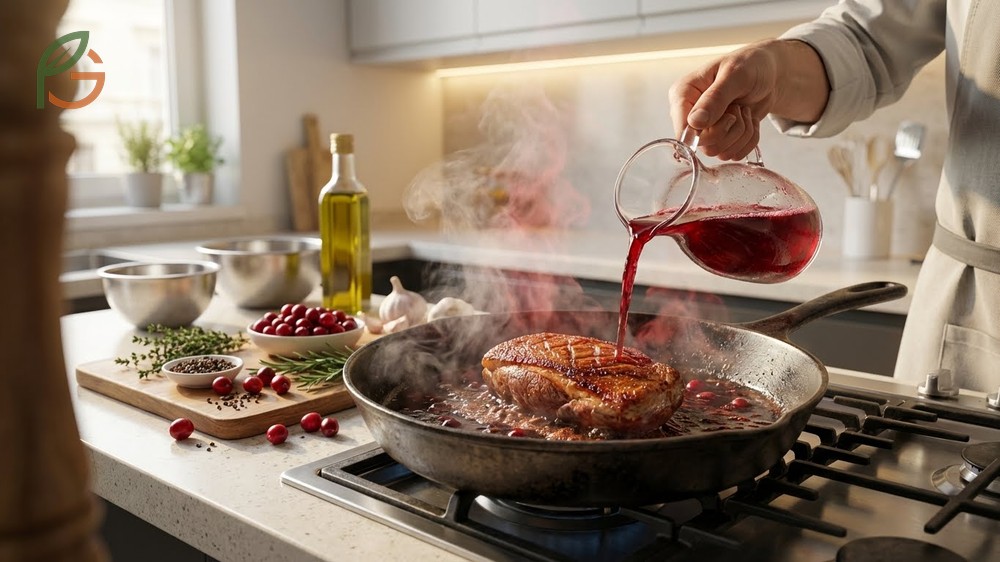 Cooking with pure cranberry juice enhances savory dishes and sauces with natural tartness and antioxidants.