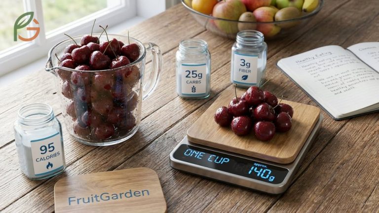 Fresh sweet cherries displayed in a bowl illustrating 95 calories per cup serving for weight management.