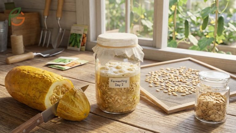 How to save cucumber seeds by harvesting ripe yellow fruits and fermenting them for 2-3 days to ensure viability.