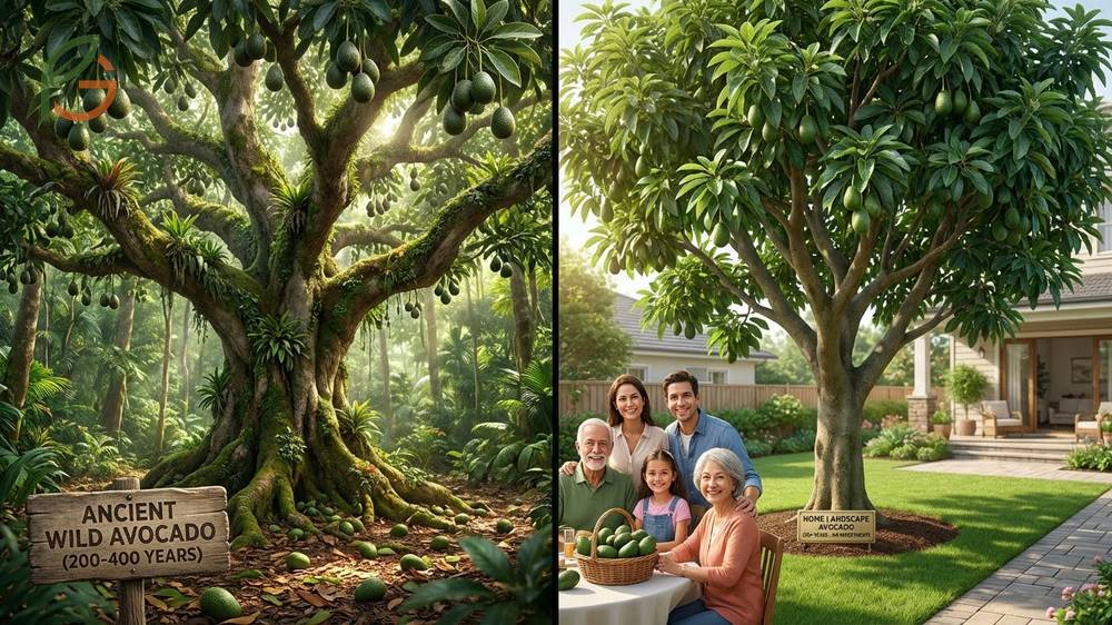 Lifespan of avocado tree can exceed 50 years in home gardens with protection from root rot.