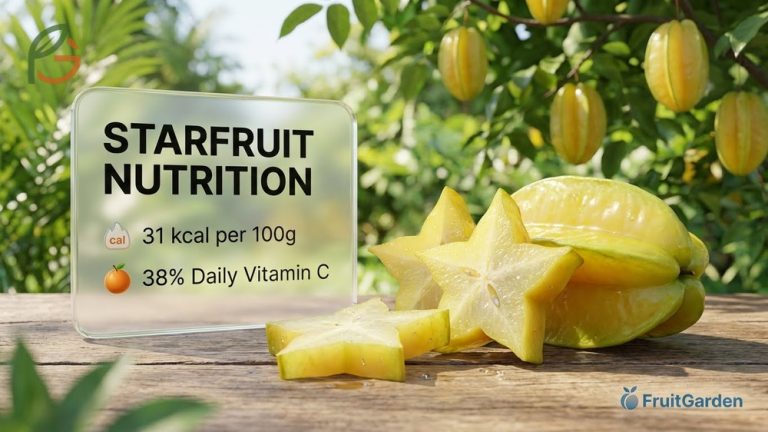 Starfruit nutrition facts show this low calorie snack offers 31 kcal per 100g and 38 percent of daily vitamin C.