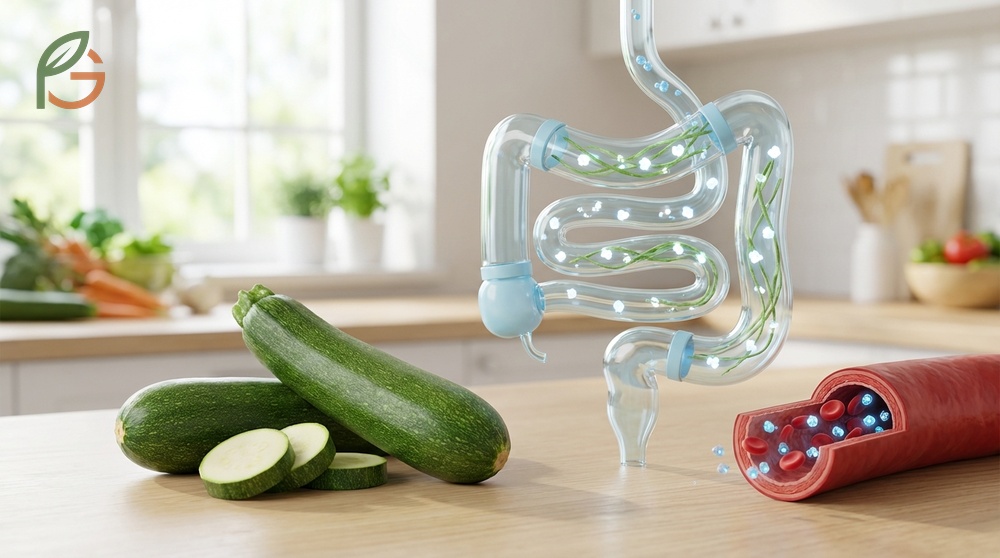Zucchini blood sugar regulation benefits provided by fiber content that slows digestion and improves insulin sensitivity.