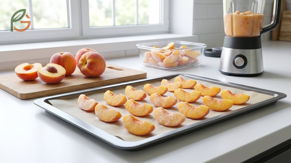 How to freeze peaches without sugar using the dry pack method for a healthy option that lasts 6 to 8 months.