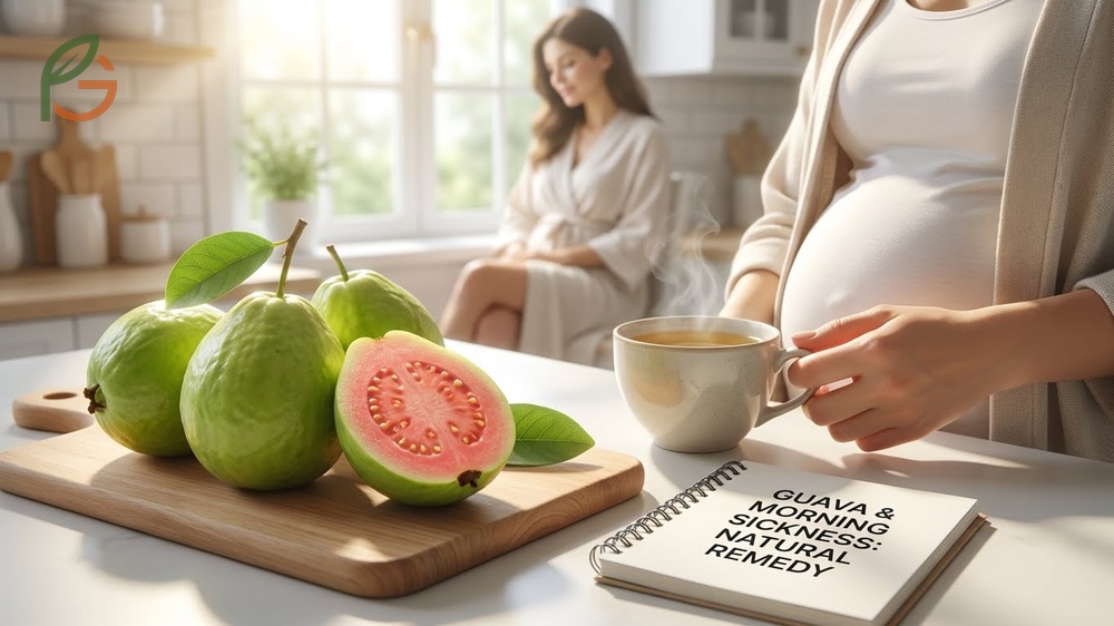 Guava for morning sickness helps reduce nausea symptoms with its mild alkalinity and high water content for hydration.