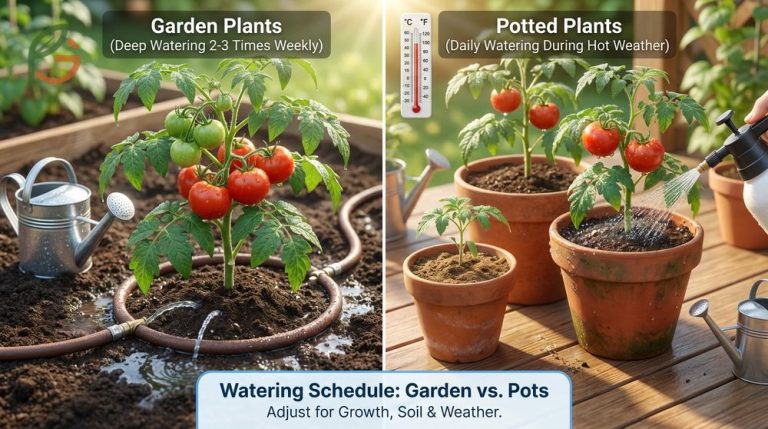 How often to water tomato plants depends on soil type with sandy soil needing water 3 to 4 times per week.