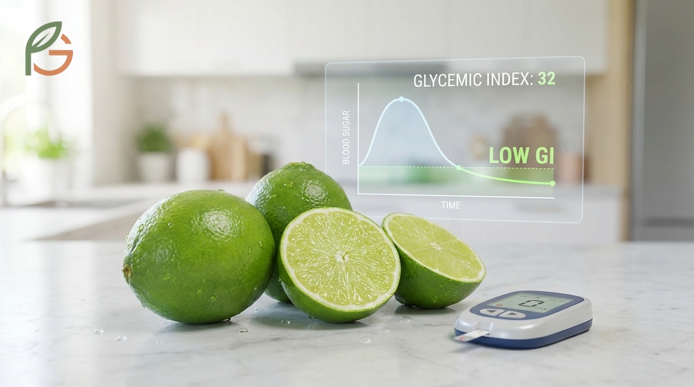 Lime glycemic index is low at 32 causing minimal blood sugar spikes which makes it a safe fruit choice for diabetes management.