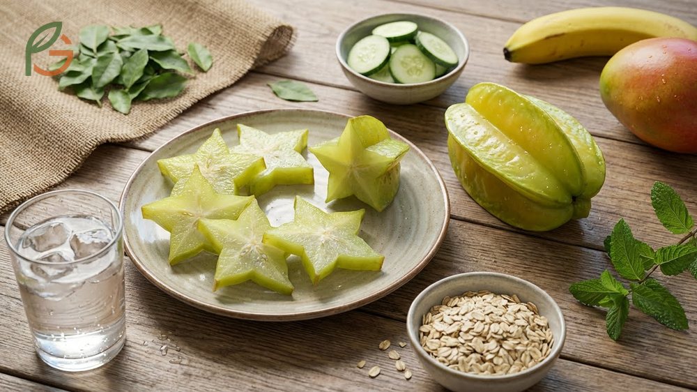 Starfruit nutrition facts analysis highlights 31 calories and 2.8 grams of fiber per 100g serving for weight control.