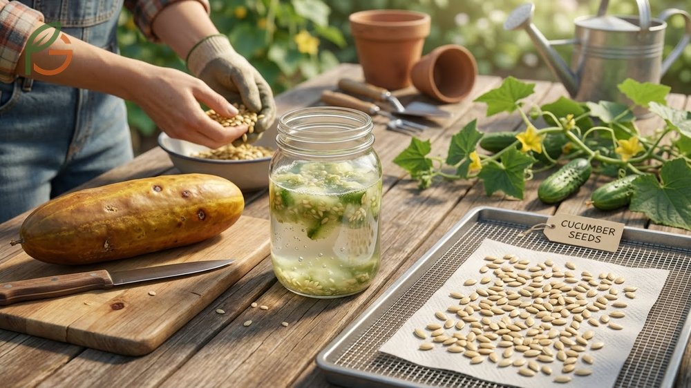 How to save cucumber seeds involves selecting overripe fruits and fermenting the seeds to remove their gel coating.