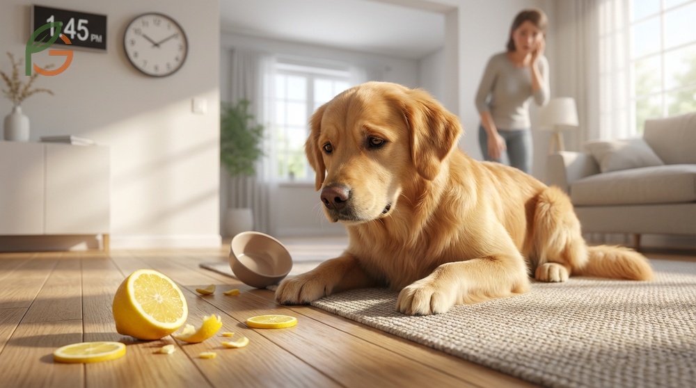 Symptoms of citrus poisoning in dogs including drooling and vomiting appearing within 30 minutes.