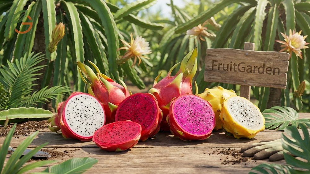Types of dragon fruit featuring white red pink and yellow varieties with distinct flavors and growing characteristics.