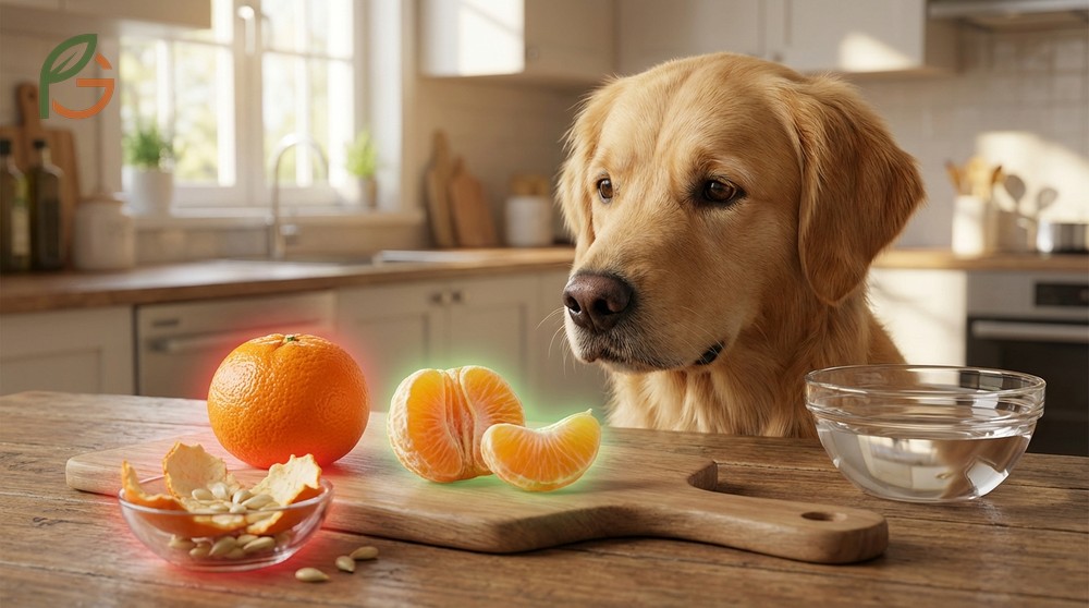 Are tangerines bad for dogs regarding peel toxicity risks, essential oil irritation, and potential choking hazards for pets.