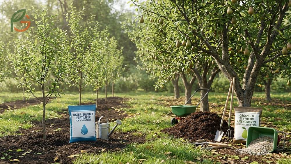 Best fertilizer for pears includes organic compost and balanced synthetic formulas like 10-10-10 for optimal growth.