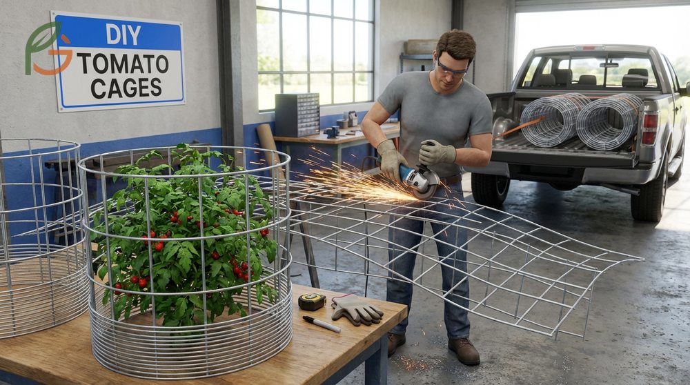 How to make tomato plant cages from cattle panels using bolt cutters and zip ties for a sturdy DIY garden solution.