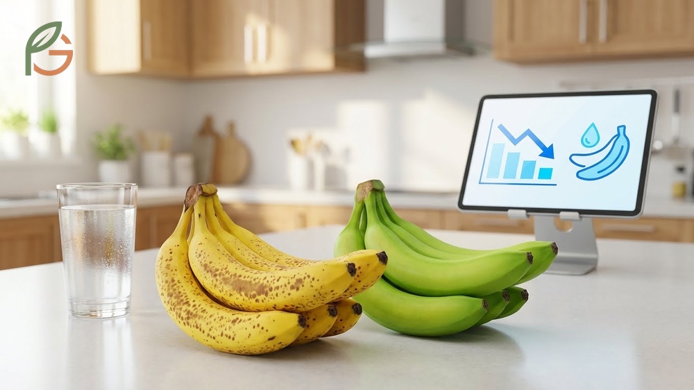 How to reduce gas from bananas by choosing ripe spotted fruit and drinking 8 ounces of water.