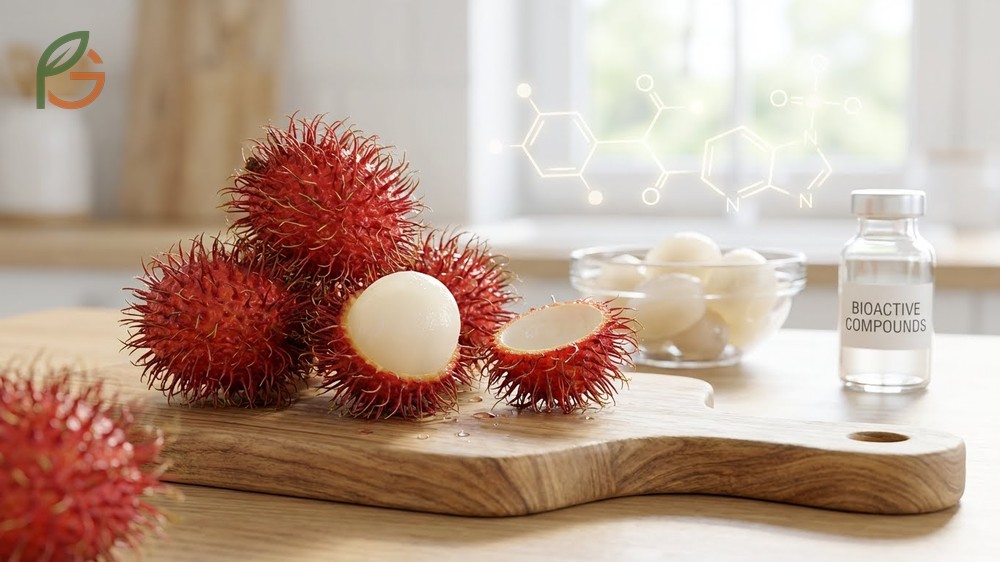 Is rambutan good for you analysis showing high polyphenolic content of 582mg per gram in peel extracts for immune support.