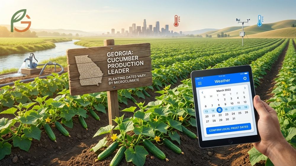 Garden map illustrating different cucumber planting schedules for florida texas and northern states based on climate.