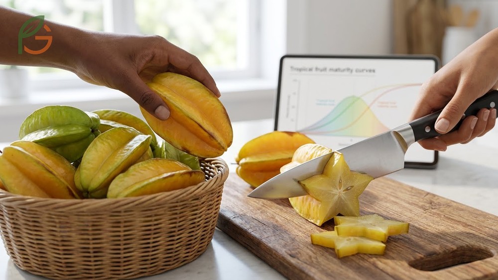 Prepare fresh starfruit by selecting ripe golden fruits and washing them thoroughly before slicing.