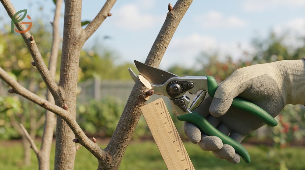 Pruning mulberry trees techniques involve cutting back branches to lateral shoots to create an open vase structure.