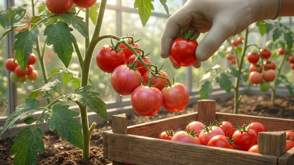 When to pick cherry tomatoes based on visual cues like full color and slight softness after 15 to 20 days of ripening.