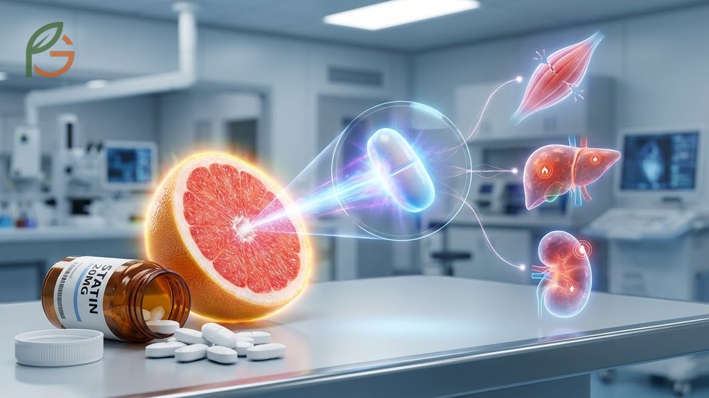 Why avoid grapefruit statins explains that elevated drug levels increase the risk of serious muscle damage and liver complications.