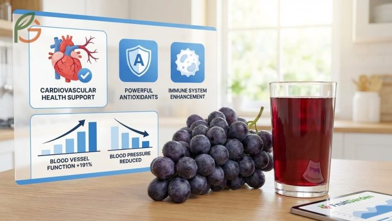 Benefits of Concord grapes guide covering cardiovascular health and juice uses.