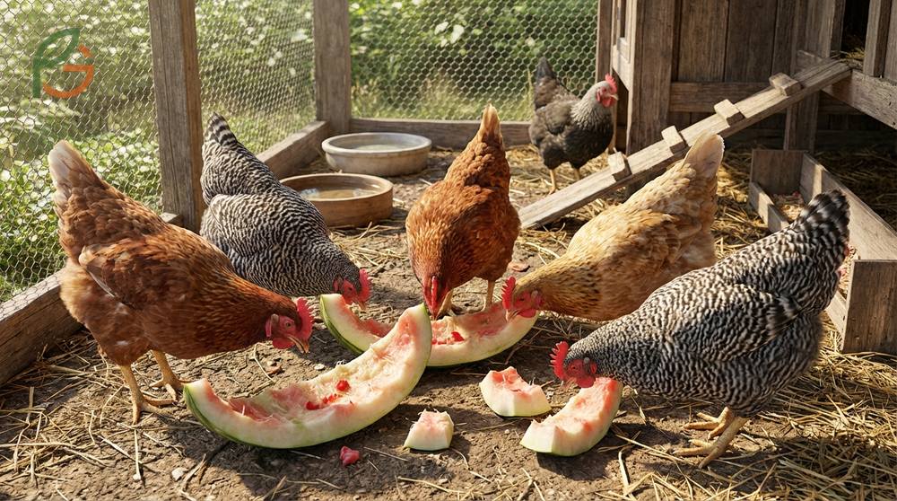 Can chickens eat watermelon rind provides fiber and citrulline when cut into small strips.