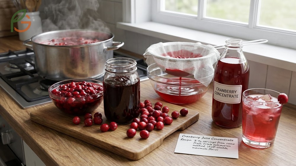 Cranberry juice concentrate recipe using a triple extraction method with 3 pounds of berries to maximize yield.