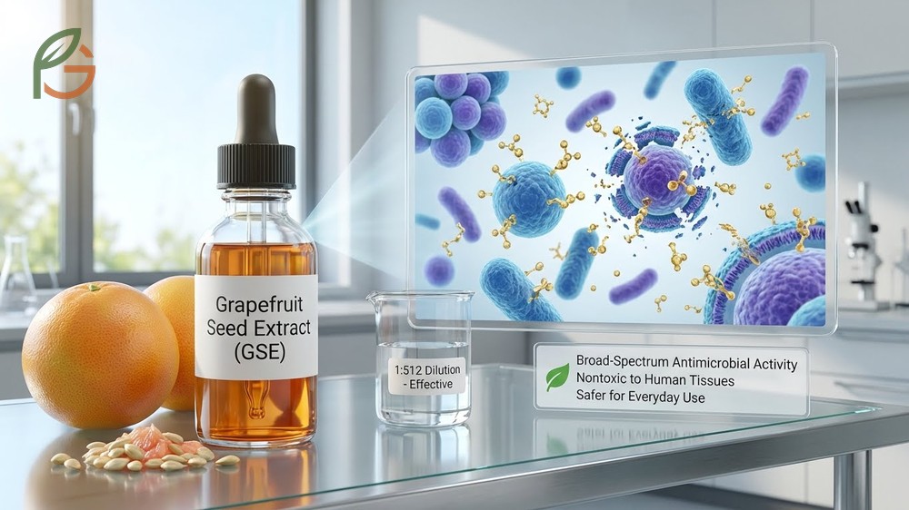 Grapefruit seed extract benefits include disrupting bacterial membranes of pathogens like MRSA within 15 minutes.